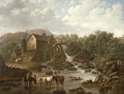 River Scene with Overshot Mill by Charles Towne